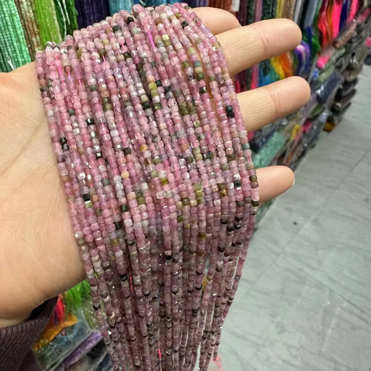 AA Natural Colorful Tourmaline Gemstone Faceted Cube Loose Beads Jewelry Making DIY Bracelet Necklace Accessories Women Gifts