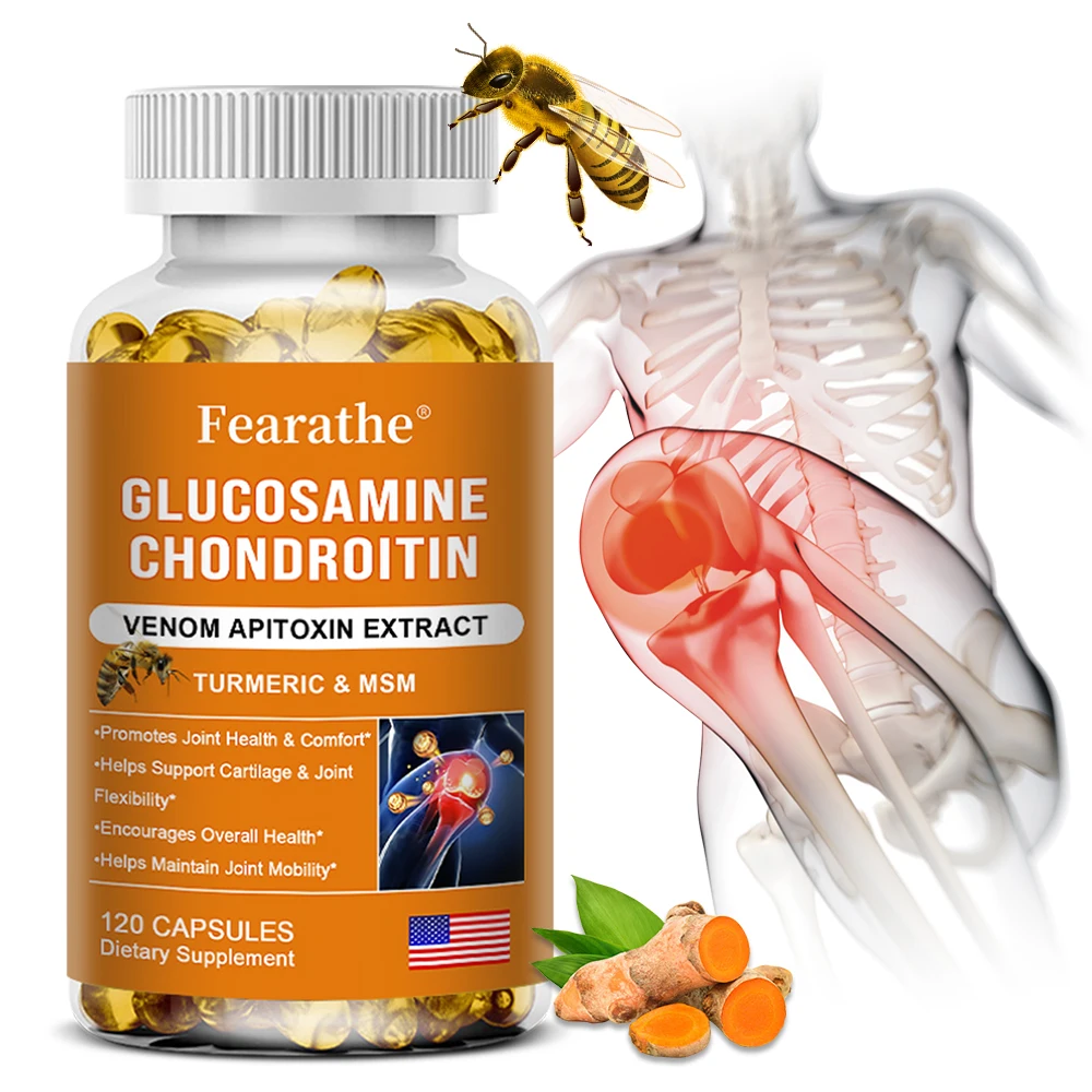 Glucosamine 500 Mg, Chondroitin 400 Mg, Natural Bee Venom Extract, Bone Marrow and Joint Support, Antioxidant, Digestive Support