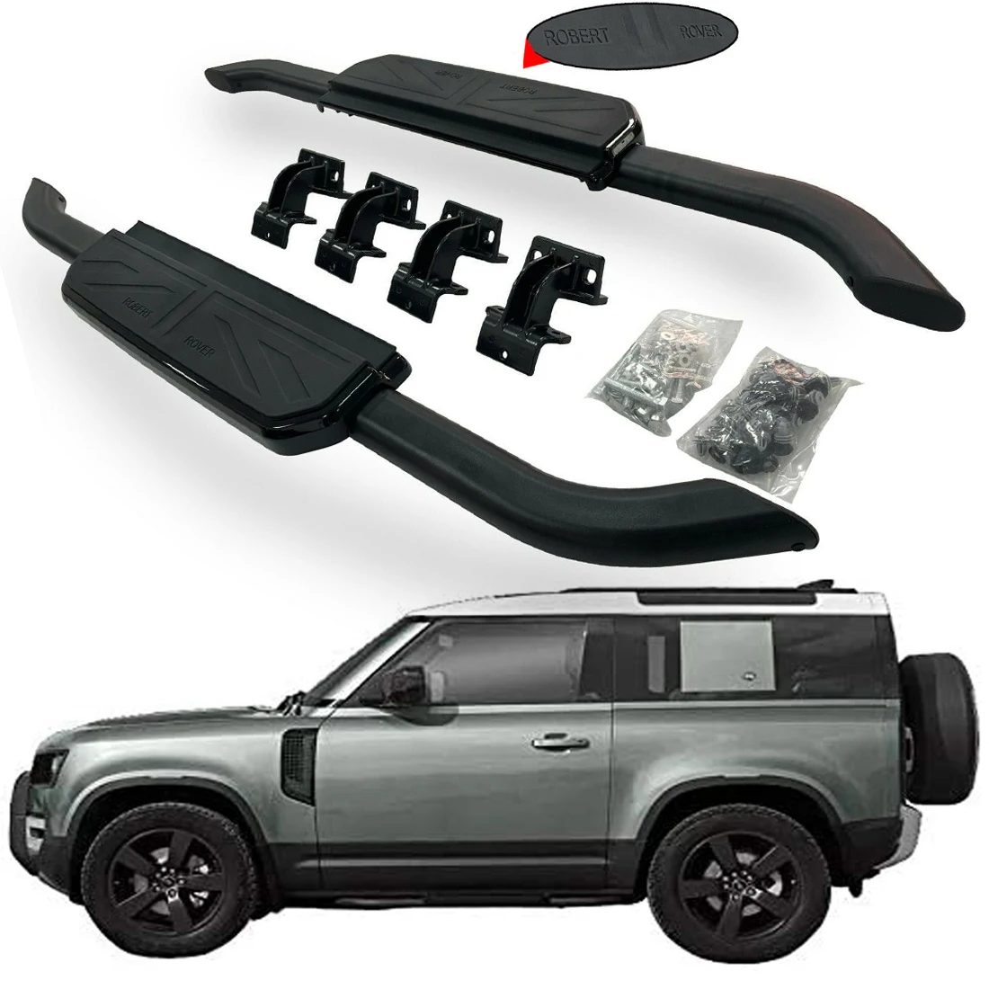 

Running Boards Side Step Pedal Nerf Bar fits for LR Defender 90 2Door 2020 21 22 23