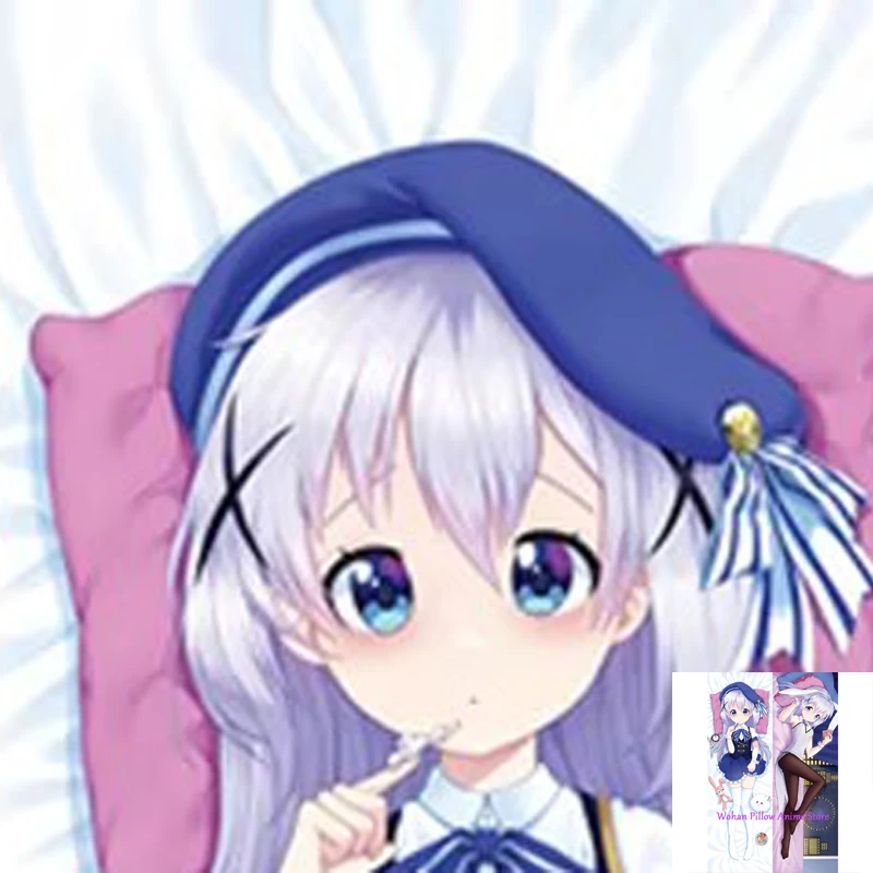 

Dakimakura Anime Pillow Cover Chino Kafuu Double Sided Print Life-size Halloween Christmas Decoration