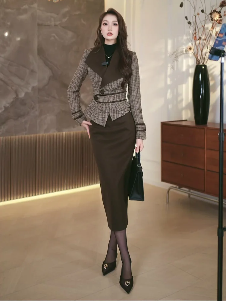 

Professional Formal Shirt And Skirt Two-Piece Set Slimming Beautiful American Style Business Women's Fashion Autumn 2025