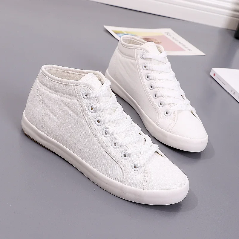 Teen Mid-top Canvas Shoes Pure White Hand-painted Sneaker Free To Create Personalized Student Flat Shoes Breathable Womens Shoes