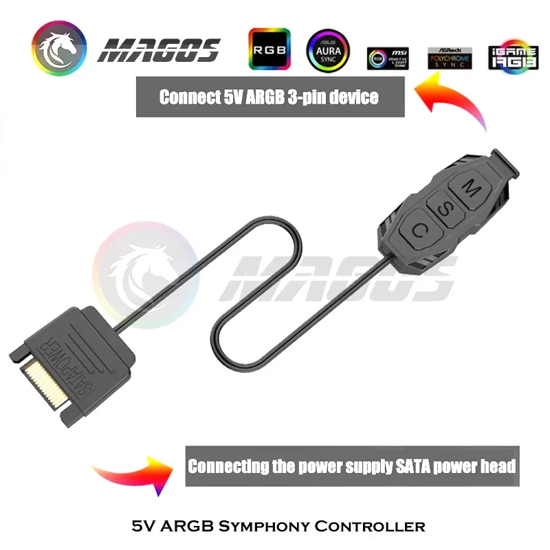 

5V RGB Controller Manual SATA Power Supply For LED Lighting Stripe Fan 3Pin AURA ARGB Computer Case Part