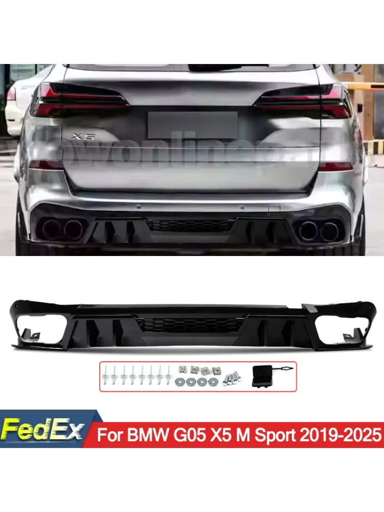 Magickit Diffuser Achterbumper Lip Guard Protector Cover voor BMW X5 G05 M Sport 2019-25 Achterbumper Lip diffuser Glanzend Zwart - afbeelding 2