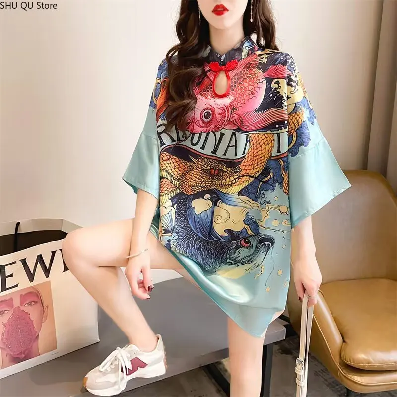 Impresionante vestido Cheongsam para mujer con cuello tradicional chino y mandarín: perfecto para entusiastas de los trajes Hanfu o Tang