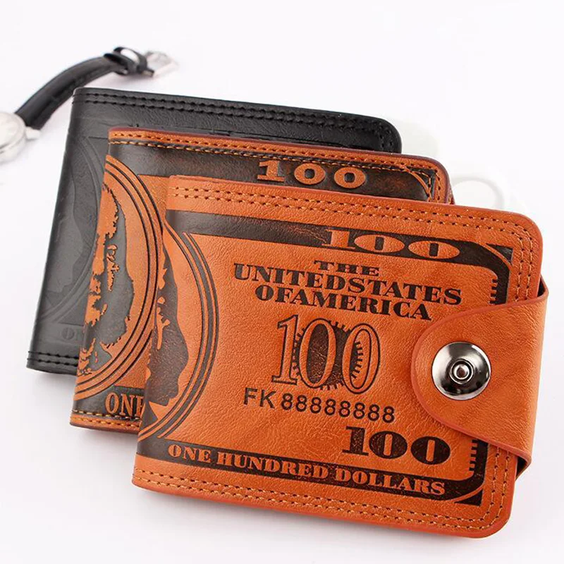 

Classic Dollar Men's Wallet Personality Business Cardholder Credit Card Pocket Buckle Press Pu Material Card Bag