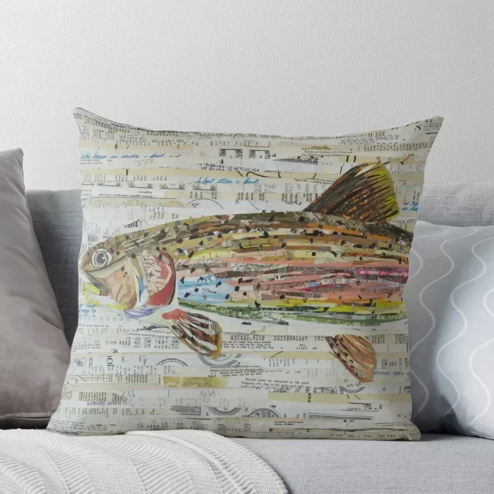 Rainbow Trout Collage by C.E. White - Fly Fishing (v2) Throw Pillow Custom Cushion Cushion Cover Set Pillow Cases pillow