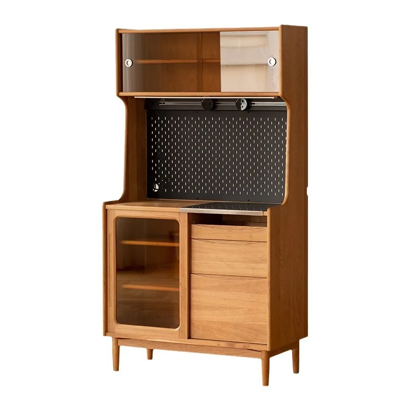 

Solid wood dining side cabinet fashionable and simple tea cabinet against the wall high cabinet household