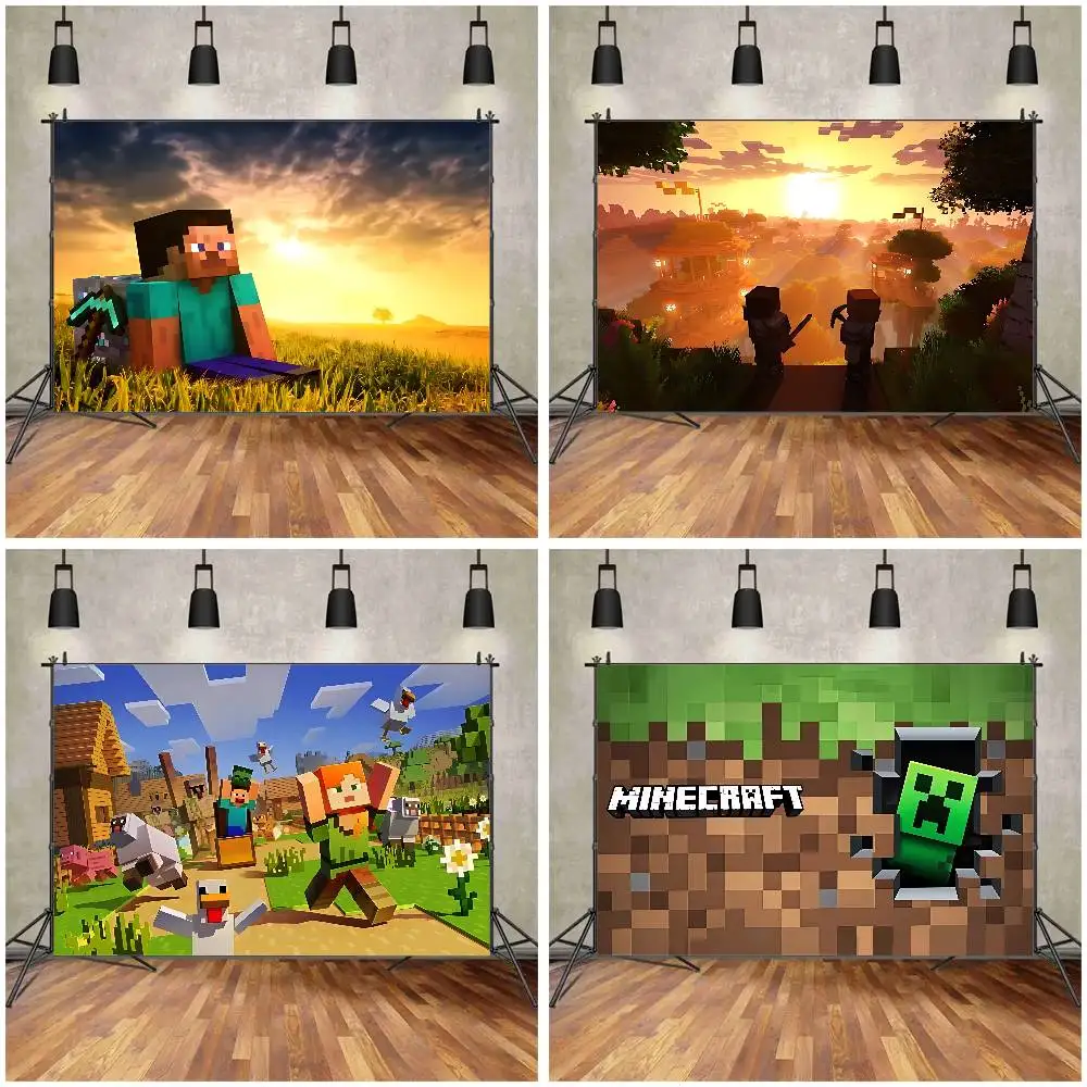 Jeu classique mignon h-mine-artisanat, arrière-plan Cool, photographie, château, plate-forme de magicien, décoration de fête d'anniversaire de rue de première nuit