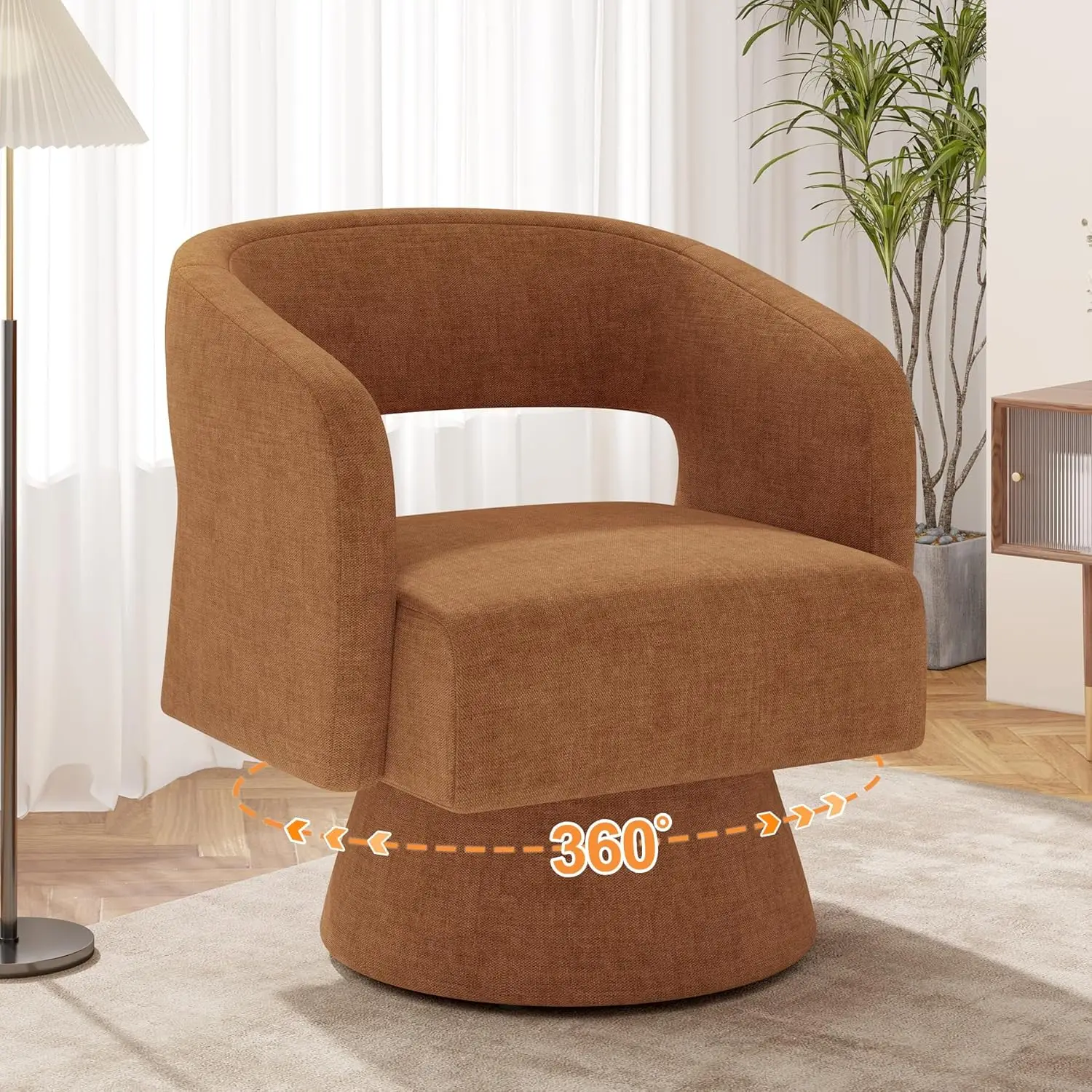 

Barrel Accent Chair Set of 2,Oversized Chenille Upholstered Round Swivel Chair,Modern Luxury 360 Degree Living Room Vanit