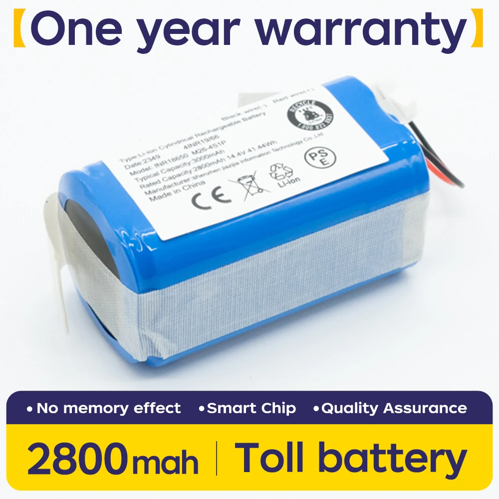 

Somi 14.4V 2800mAh Battery for LIECTROUX C30B Robot Vacuum Cleaner INR18650 M26-4S1P Rechargeable Li-ion