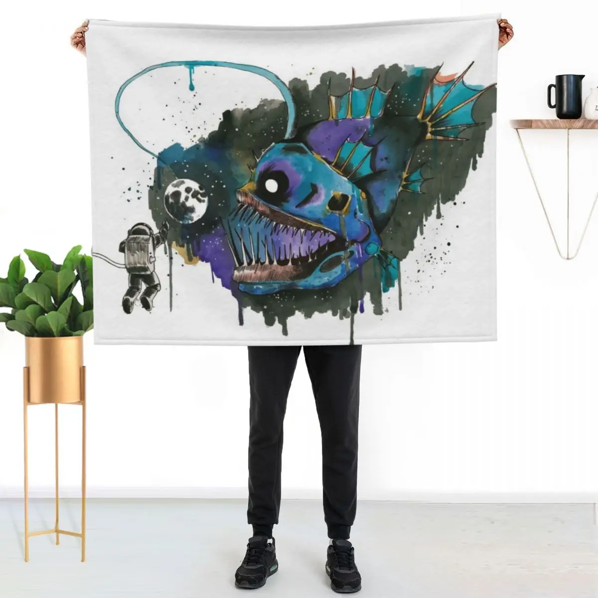anglerfish Throw Blanket Travel Decorative Sofas Soft Weighted Blankets For Sofas Soft Plaid Blankets
