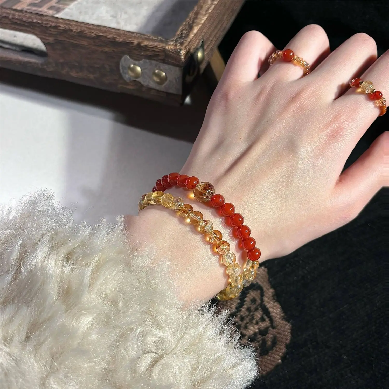 

Оригинальные украшения Lucky Nafu на день рождения, цитрин, красный агат, национальный стиль, украшения на удачу для друзей, праздничные подарки