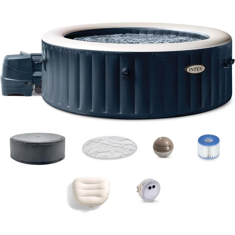 

INTEX PureSpa Plus Round Inflatable Hot Tub, Bubble Massage Spa Set with Energy Efficient Cover