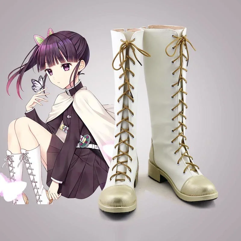 Anime demon slayer Corps kisatsutai Kanao tsuyuri cosplay shoes Elaina Pu boots leather high heels Halloween party costume ACC H