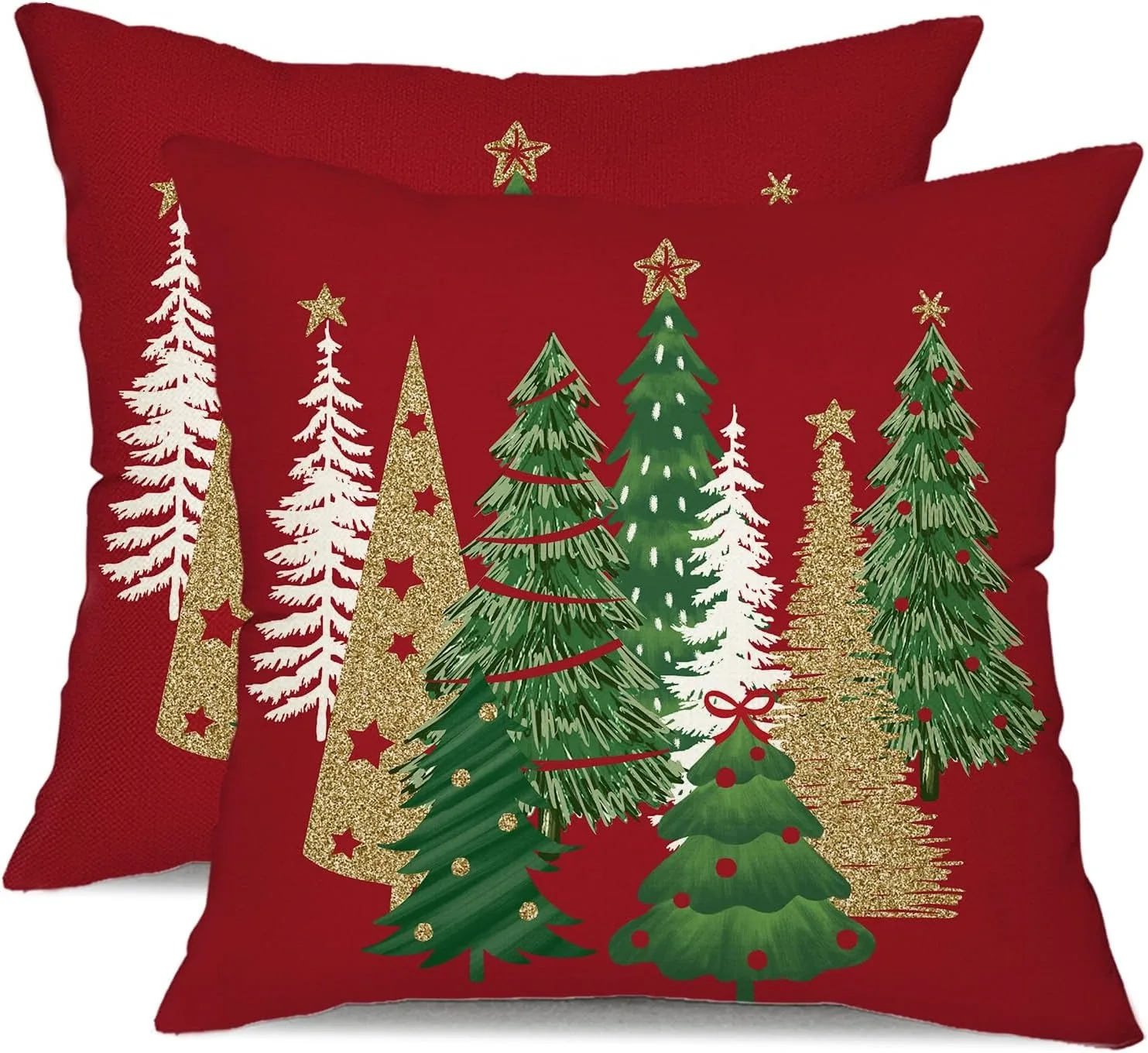 2Pcs Christmas Tree Throw Pillow Cover Vibrant Pumpkin Design Contemporary Autumn Cushion Cases for Farmhouse Home Decor