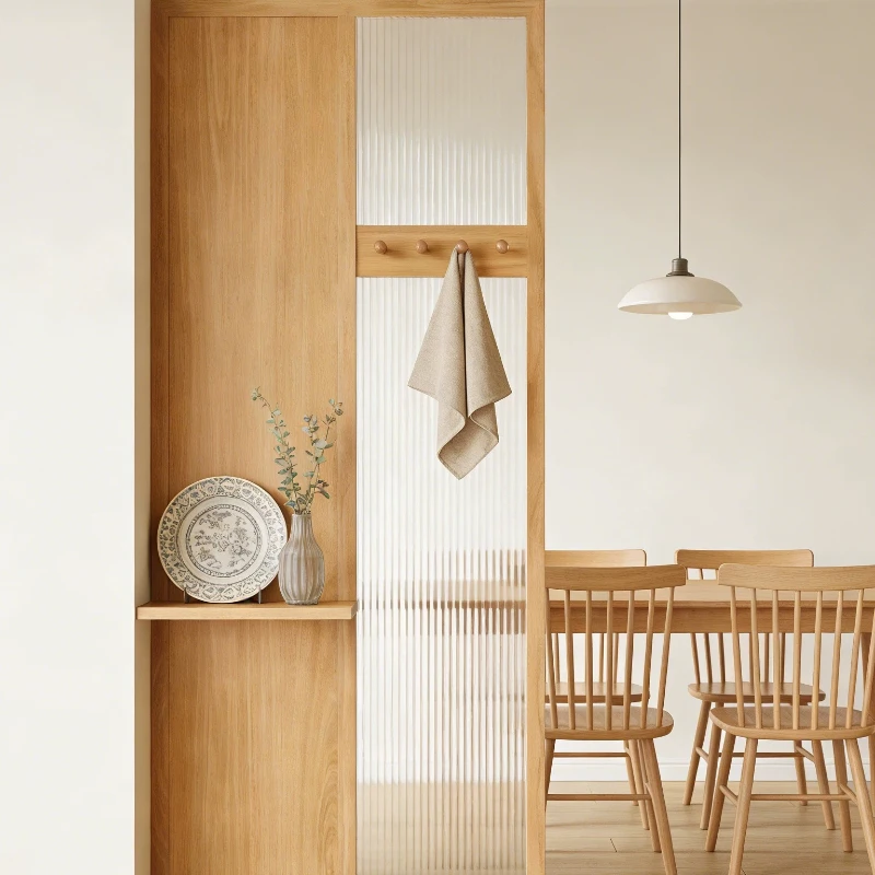 CX log wind, all solid wood entry porch, opposite door partition, living room Changhong glass screen