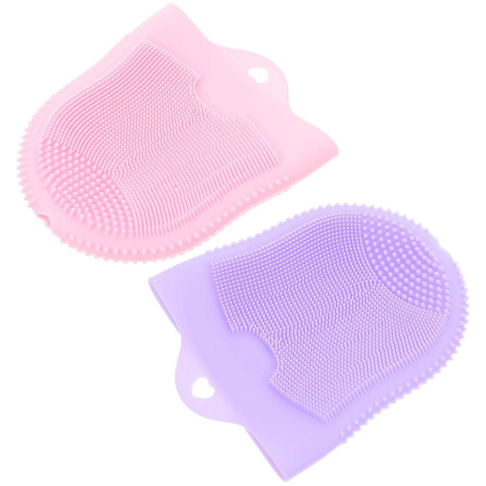 2Pcs Silicone Face Cleansing Brush Gloves Skin Care Soft Face Scrubbers Dual Sided Exfoliator Deep Cleaning Facial Wash Tool