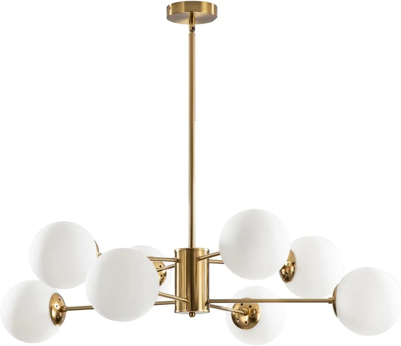 

8-Light Glass Sputnik Chandelier, Modern Gold Pendant Light, Mid Century Globe Ceiling Fixture for Kitchen Island