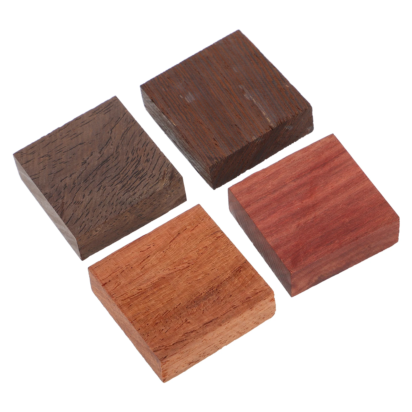 แผ่นไม้สำหรับทำแหวน 4 ชิ้น ไม้เนื้อแข็งหายาก สำหรับงานกลึงไม้ รูปทรงสี่เหลี่ยม ชุดงานฝีมือ DIY วัสดุทำเครื่องประดับ รูปทรงกังหันลมและไก่