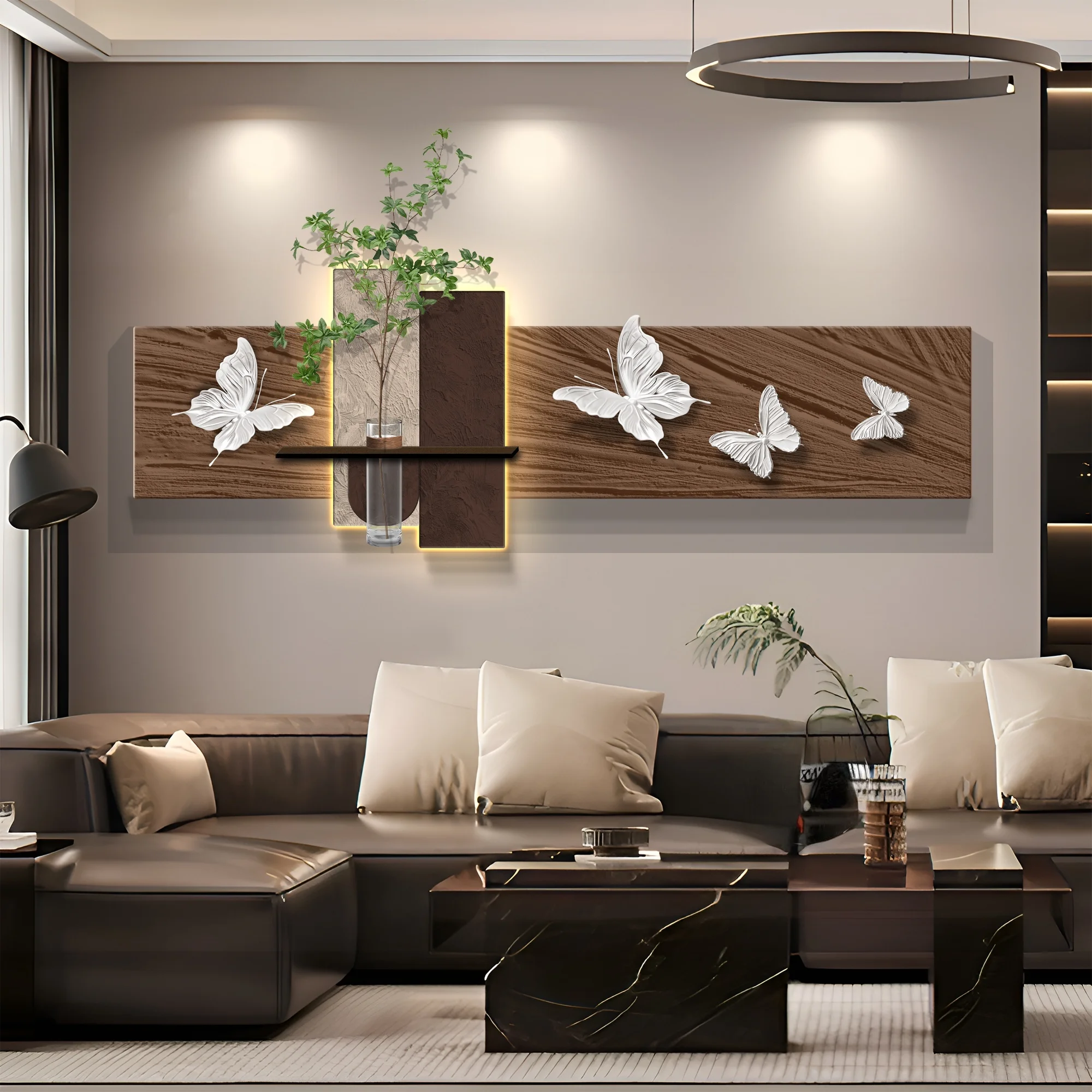 Hydroponic Green Plants Home Decoration Living Room Hallway LED Decorative Painting Sandstone Sofa Bedroom Wall Painting Lights