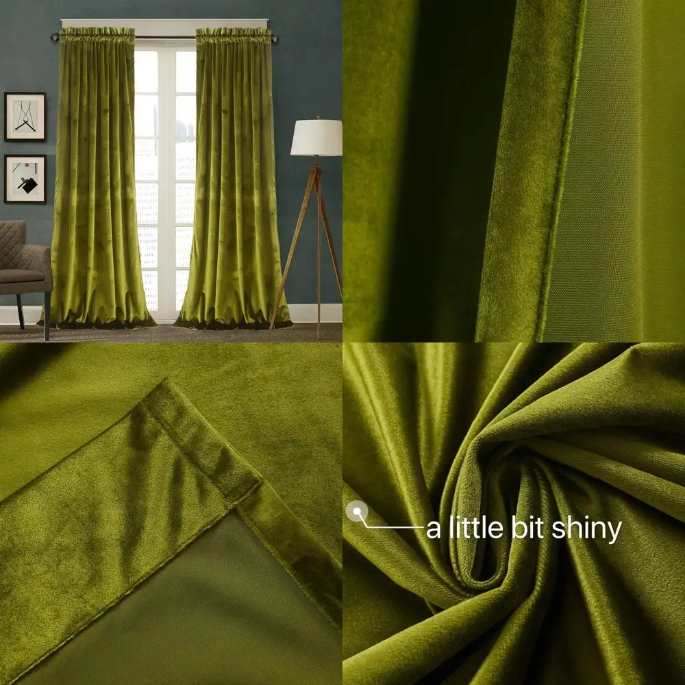 

Термоизолирующие шторы оливкового цвета, 52 дюйма в ширину x 96 дюймов в длину, комплект из 2 панелей для домашнего декора