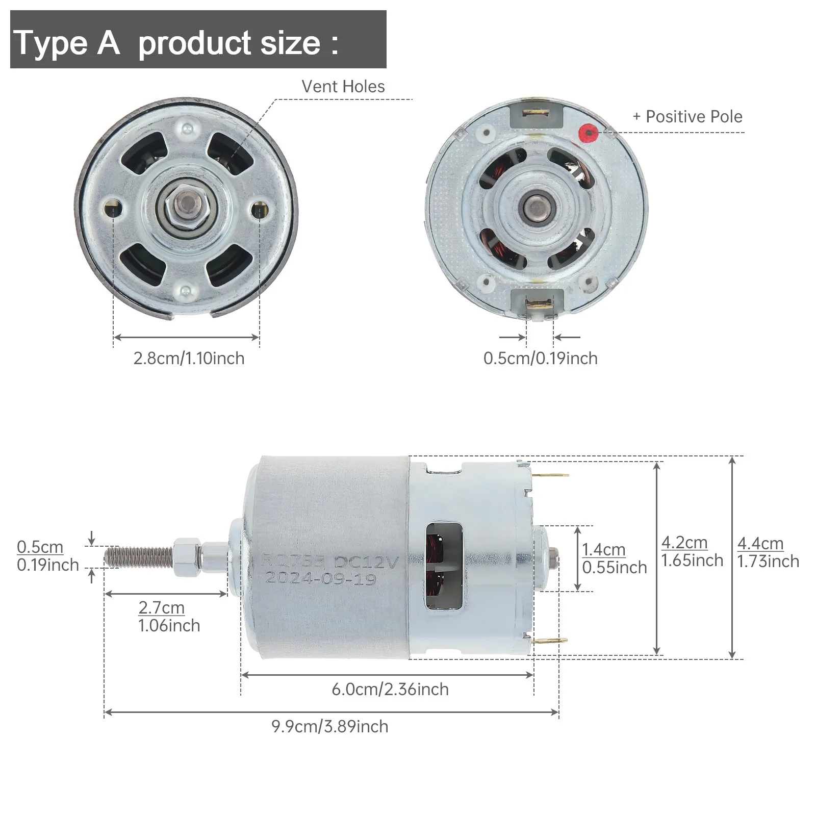 755 DC Motor 12V / 21V Grass Cutter Motor for Weed Trimmer / Cordless Weeder with Long Shaft, Lawn Mower Replaces Brush Motor