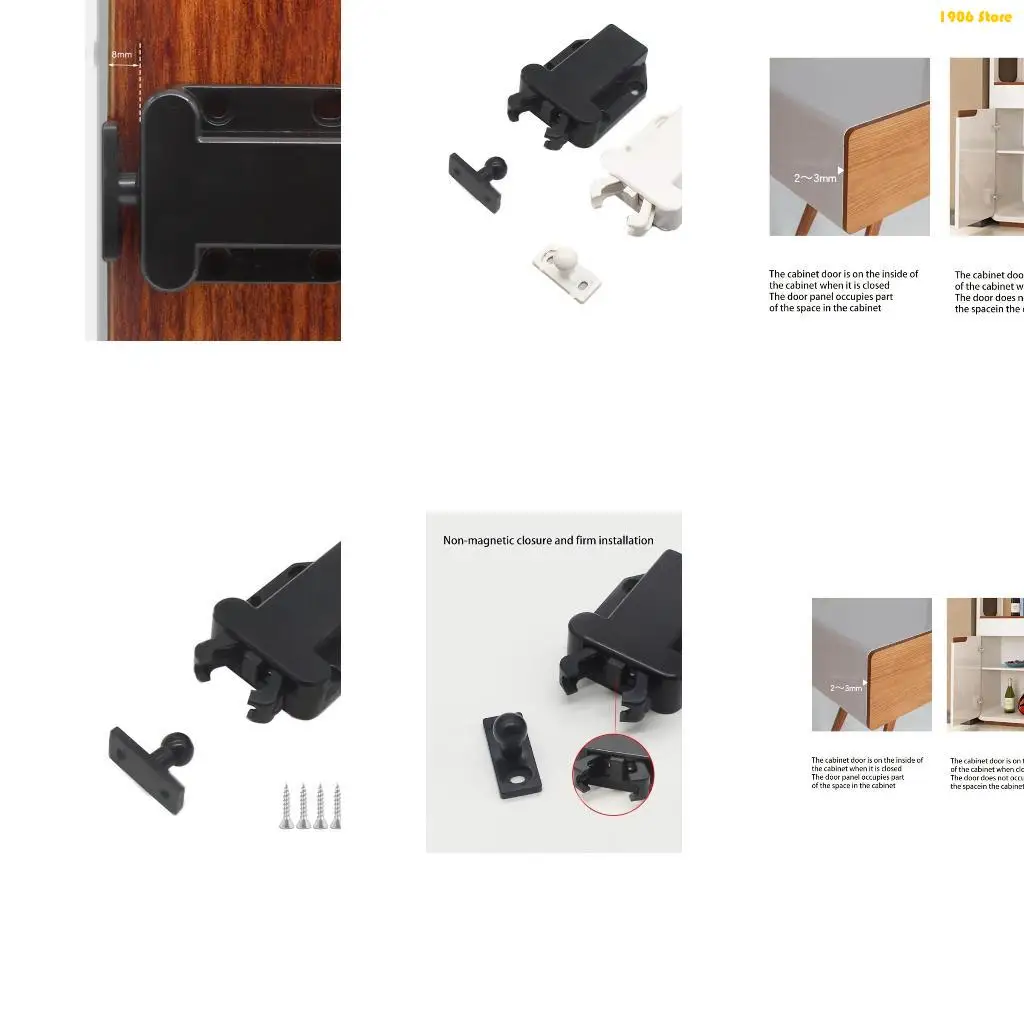 U1JB Cabinet Door Lock Keyless Door for Latch Cupboard Door Push for Latch Suitable for Furniture Doors Without