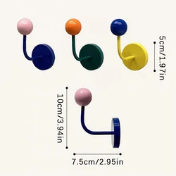 Creative Colorful Wooden Ball Magnetic Hooks Iron Art Home Storage Fridge Decorative Note Fixed Hooks Lovely Behind Door Hooks