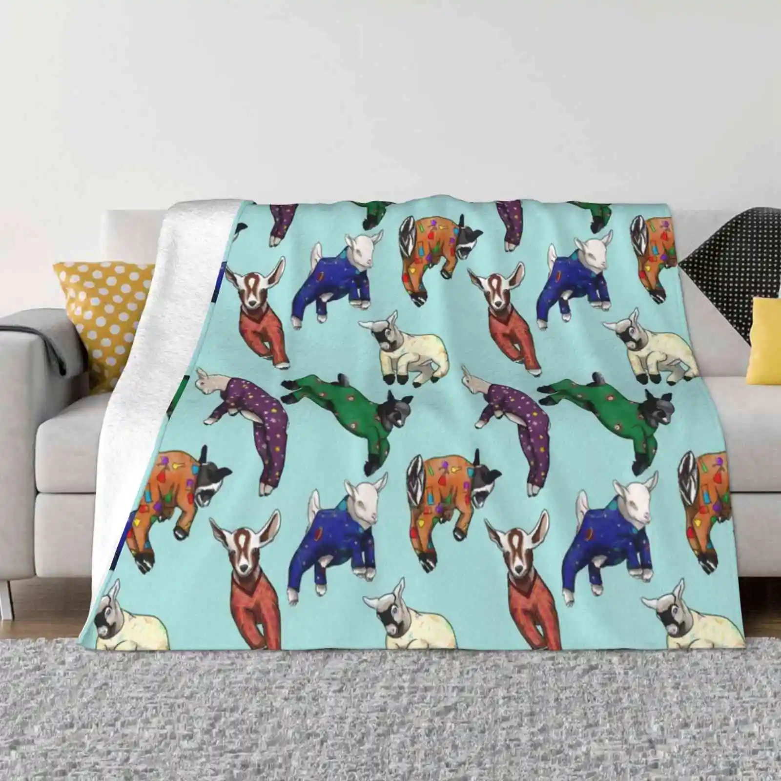 Ziegen in Pjs Mode weiche warme Überwurfdecke Kinder Mini Ziegen Baby Ziege