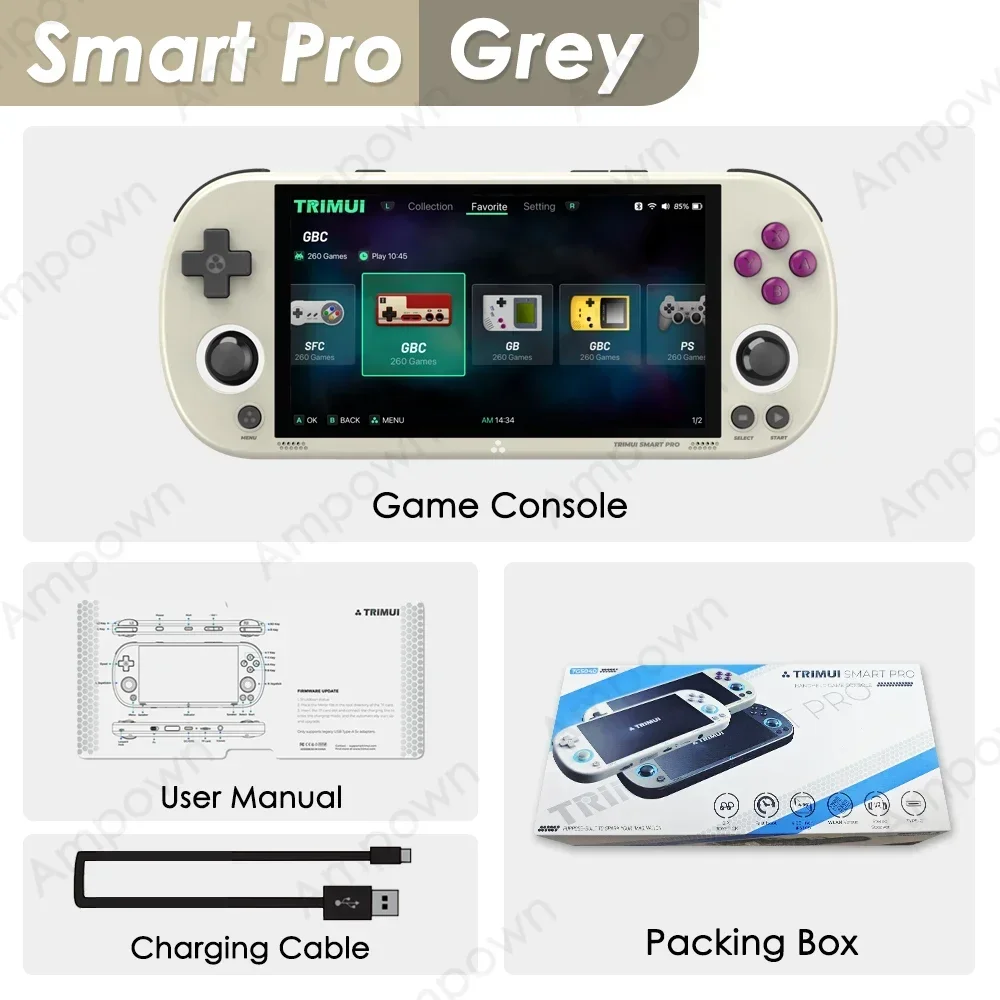Trimui Smart Pro Handheld Game Console 4.96 ''IPS Scherm Linux Systeem Joystick RGB Verlichting Trimui Retro Video Game console Gift - afbeelding 1