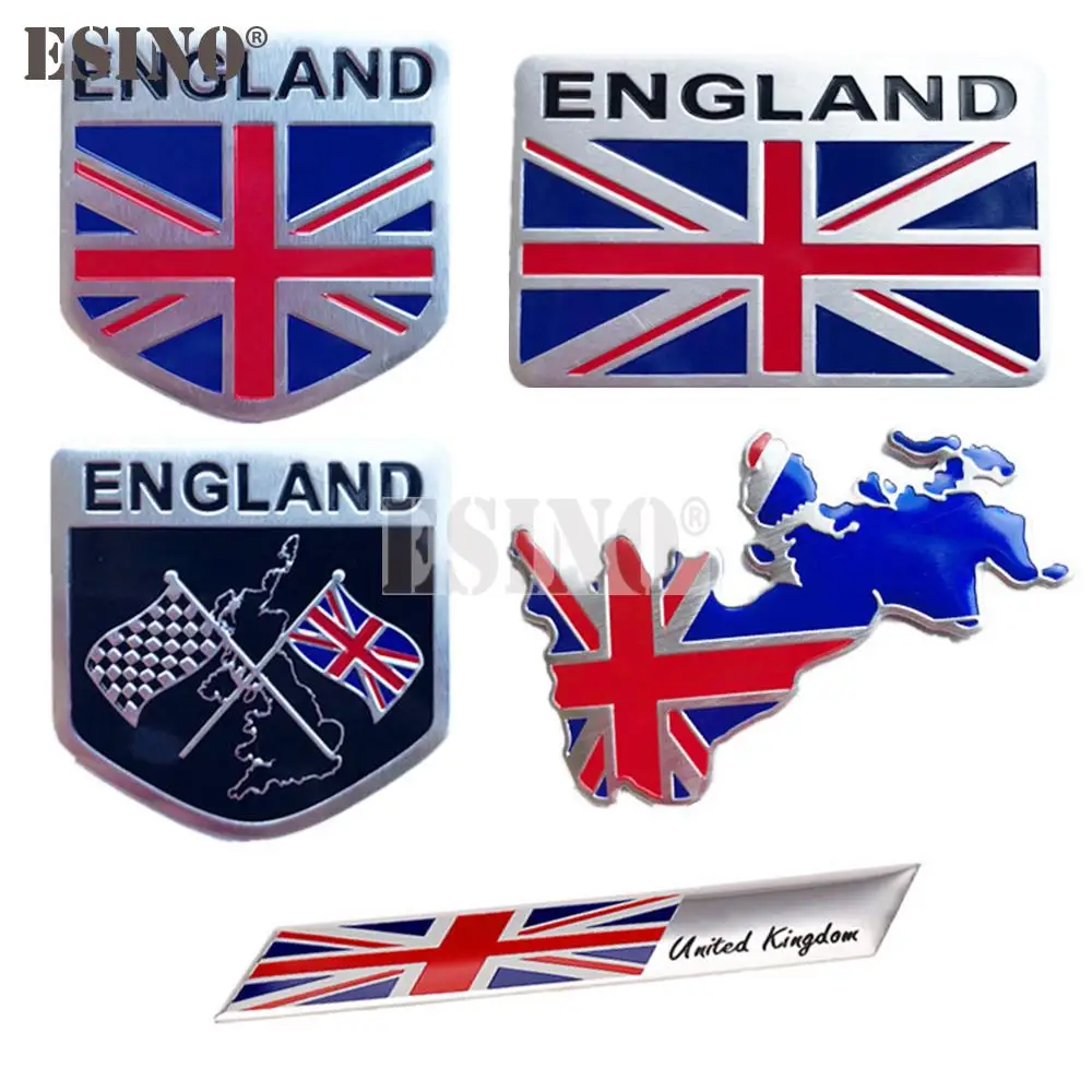 Car Styling England National Flag 3D Metal Chrome Aluminium Alloy Decorative Emblem Adhesive Badge Sticker Decal Auto Accessory