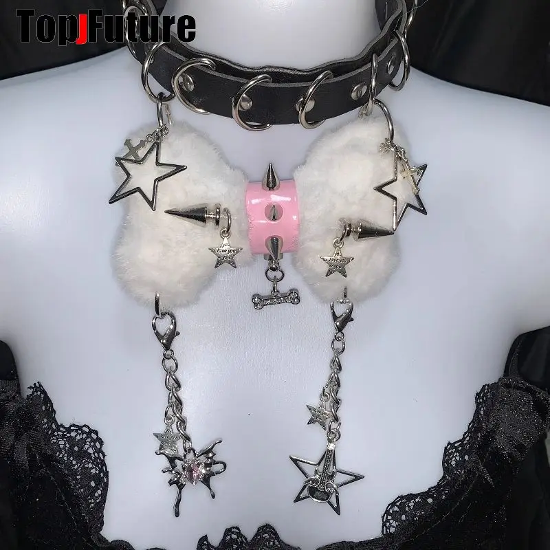 Frauen y2k Mädchen alle Stile Harajuku Gothic Punk Halskette kurze Halskette Stern besetzt Hals reifen Engel Halsreif Hip Hop Schmuck Kragen