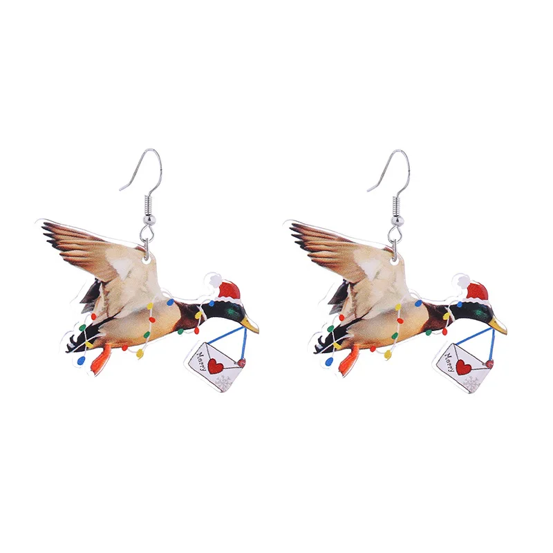 New Christmas Lights Elk Acrylic Earrings Personalized Christmas Cats, Dogs, Chickens Cute Animals Rainbow Light Earrings