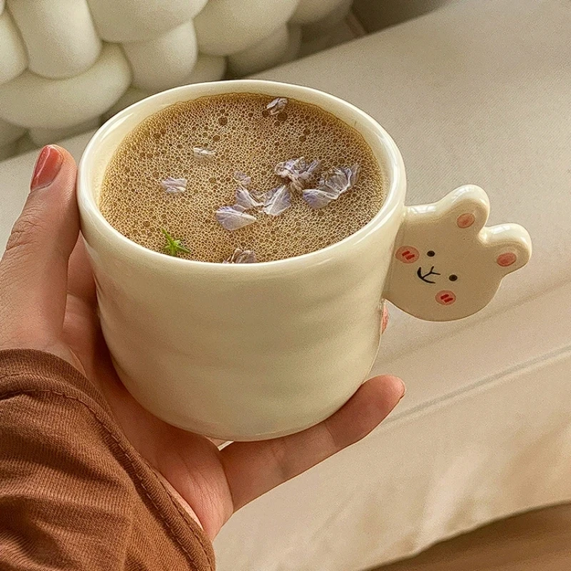 

Cute Cartoon Matte Underglaze Color Hand Held Ceramic Cup Cute and Cute Coffee Cup Creative Drinking Cup