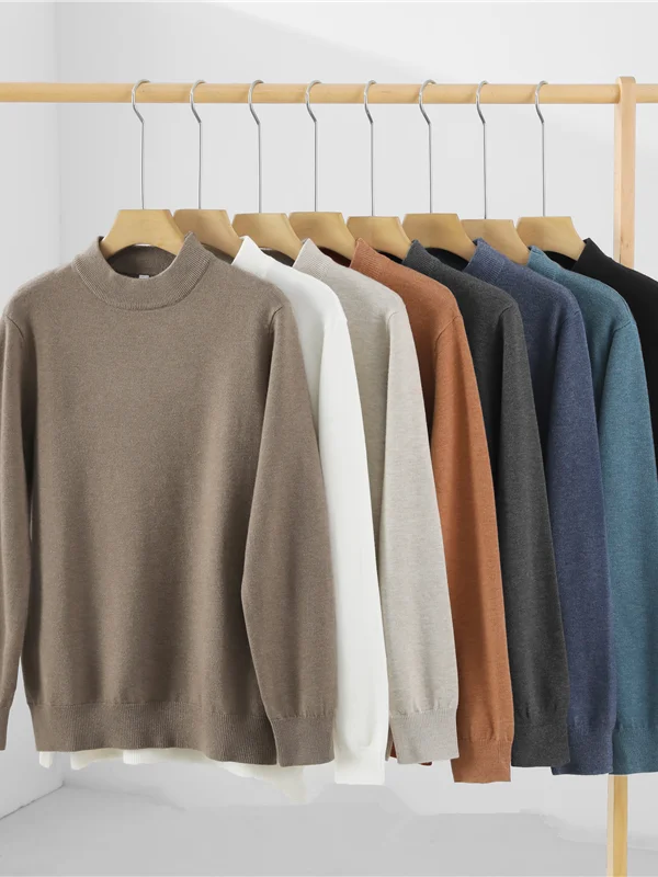 سليم صالح الرجال محبوك قاعدة طبقة أعلى f عالية طوق الخريف الشتاء جديد Sle تنوعا سترة صوفية الكلاسيكية Bla الأبيض #2