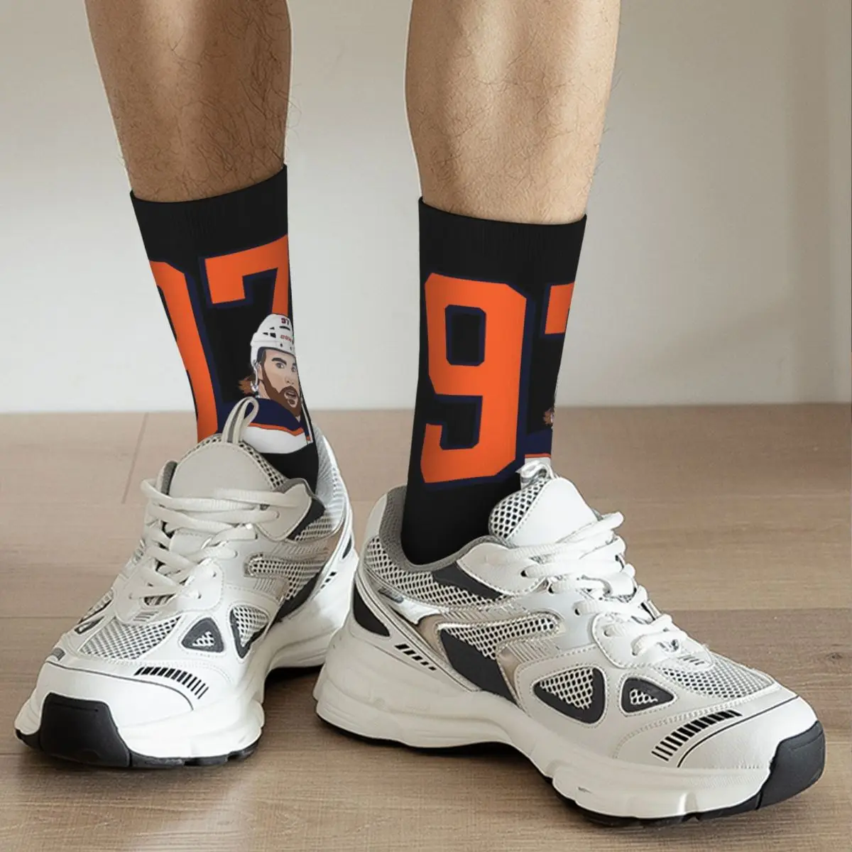 Connor McDavid 97 For Edmonton Oilers Fans Socks Harajuku High Quality Stockings All Season Long Socks  Christmas Gifts