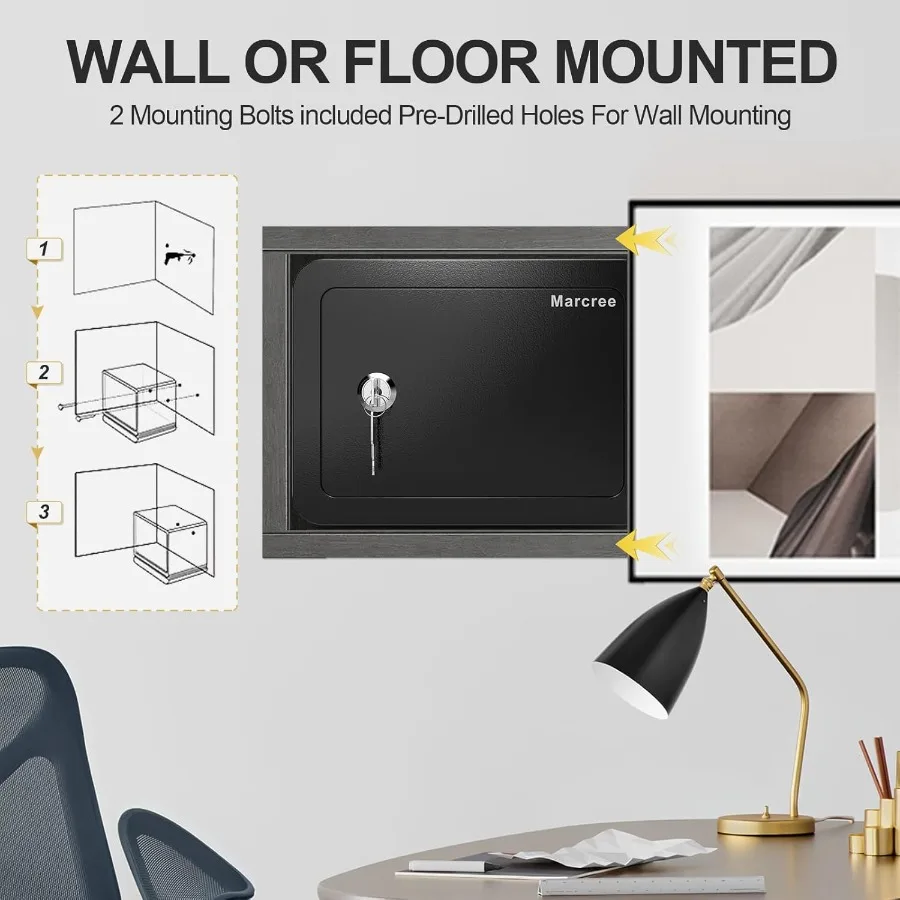 Cassetta di sicurezza piccola da 0,23 cuccioli con chiave per un archiviazione sicura di monete e contanti in casa o in ufficio Mini sicurezza ideale