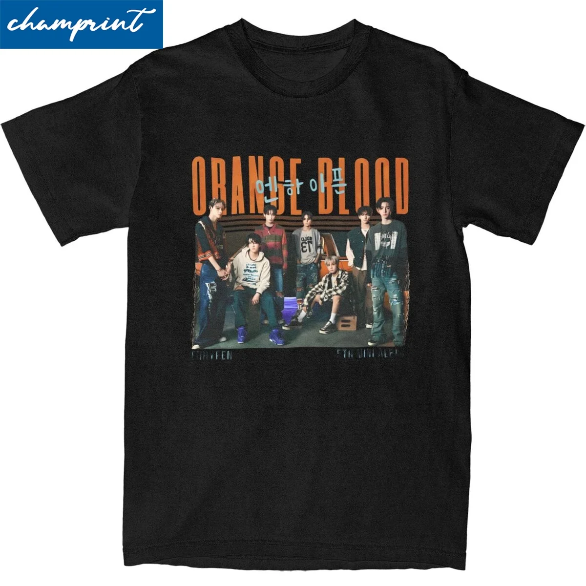 Оранжевые футболки Enhypened с изображением крови для мужчин и женщин, модные футболки из чистого хлопка, футболка с круглым вырезом, уникальная одежда с короткими рукавами