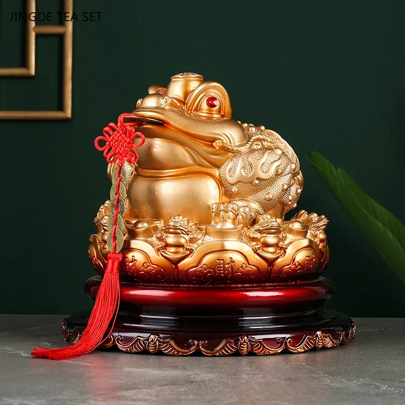 

1PCS resin lucky toad ornament living room and office new Chinese style savings jar cashier decorative crafts opening gift