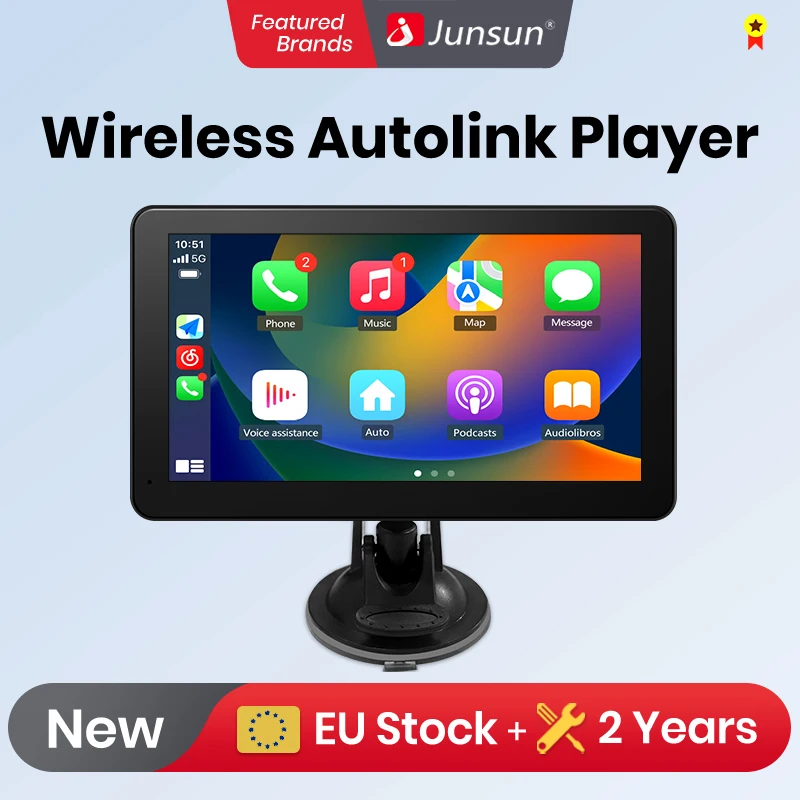 Junsun 7 Inch Touch Screen Car Portable Tablet Wireless CarPlay Android Radio Bluetooth Navigation Car Multimedia Player GPS