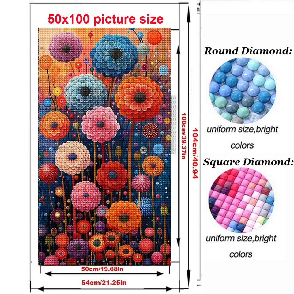 Colorful Dandelion Flowers 5D DIY Diamond Painting New 2024 Jewelry Cross Stitch Mosaic Diamond Embroidery Art Floral Still Life