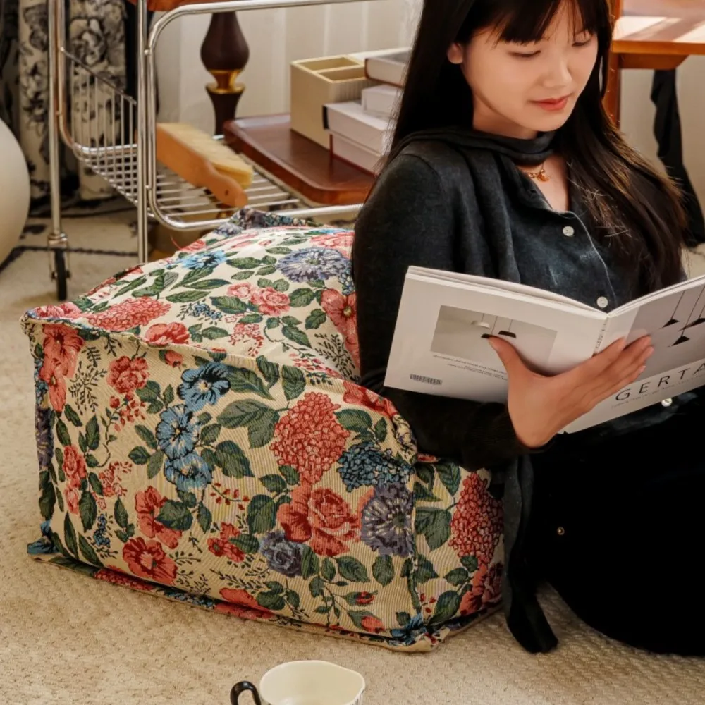 

Nordic Oil Painting American Style Pouf Ottoman Retro Multi-Use Floor Cushion Lazy Cushion Living Room Entrance Shoe Stool 2026
