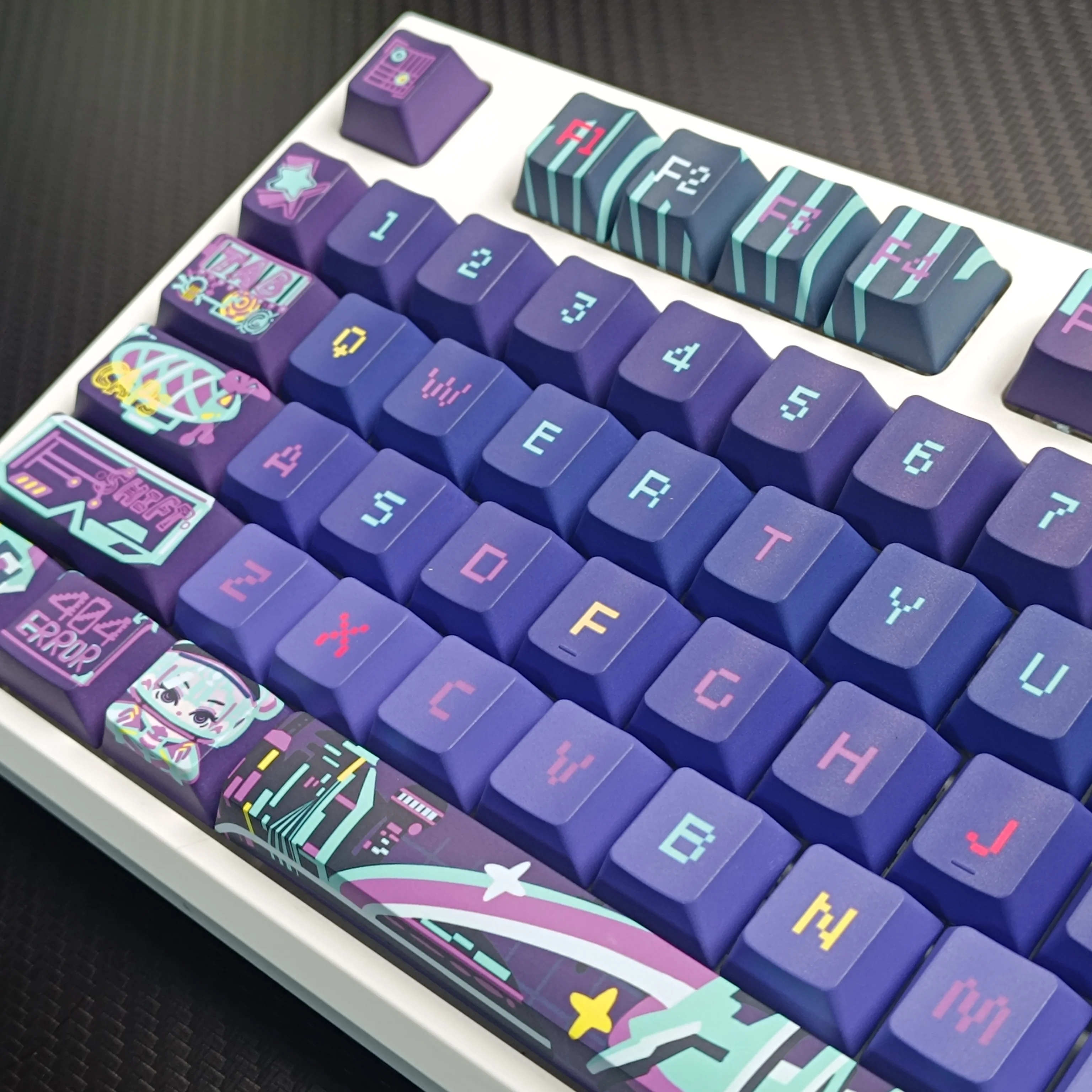 

Dark night purple theme keycap PBT sublimation mechanical keyboard keycap 61/75/87/98/104/108