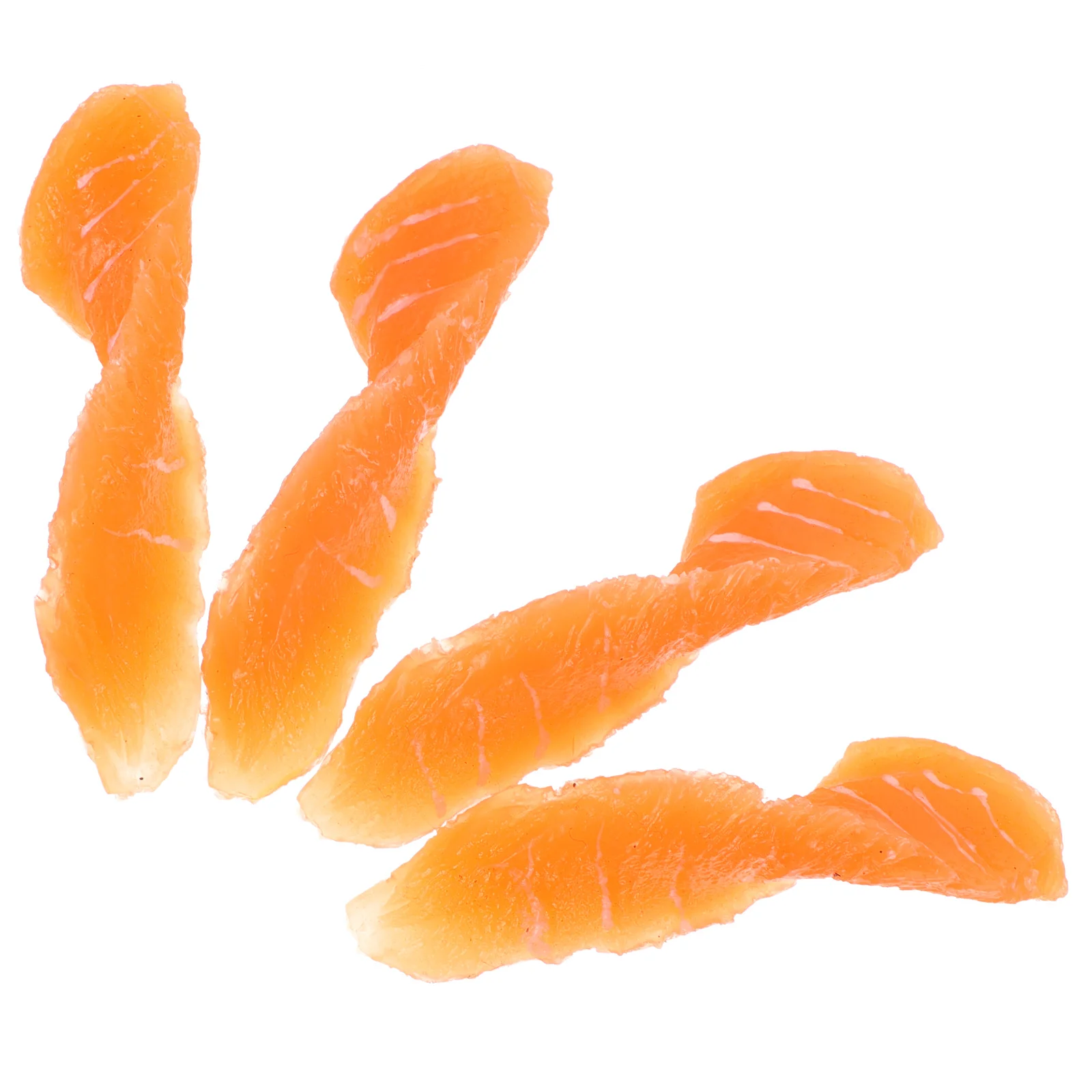 4 Pcs Realistic Salmon Slices PVC Food Models for Kids Play Kitchen Pretend Toys Lifelike Plastic Meat Props Unbreakable