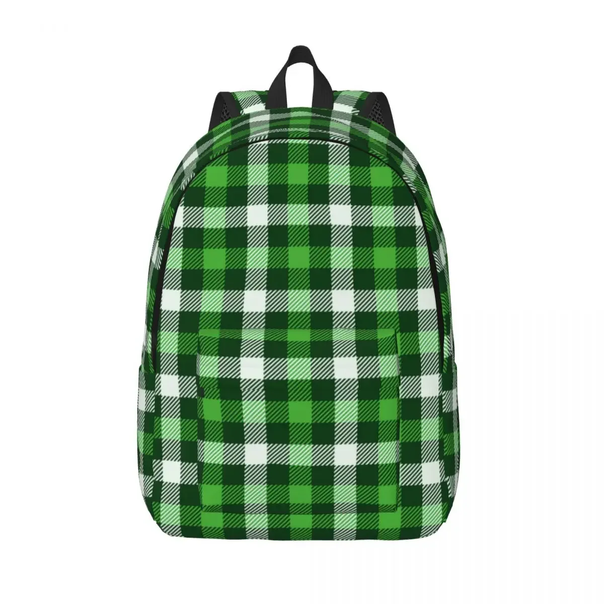 Shamrock Leaf Green Plaid Backpack for Boy Girl Kids Student School Bookbag Canvas Daypack Kindergarten Primary Bag Outdoor