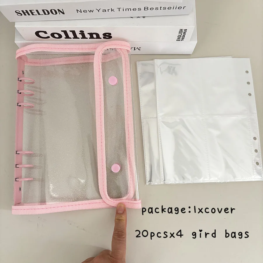 A5-Ordner mit doppelter Schnalle, 10 Stück Nachfüllhüllen, Taschen, DIY-Fotosammelbuch für lose Blätter, Kpop-Organizer-Halter – Detail 20