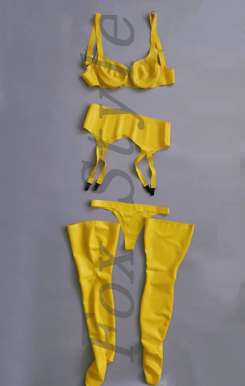 

sexy rubber latex underclothes suit(bar+stocking+suspenders+thongs)
