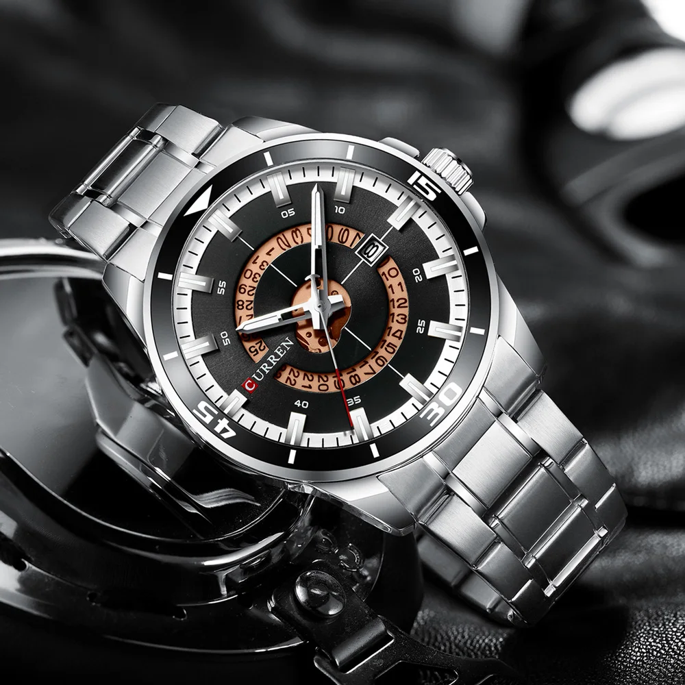 

CURREN 8359 Fashion Men's Quartz Watch Classic Automatic Date Dial Luminous Hands Stainless Steel Strap Watches for Man Reloj