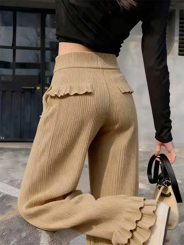 

Брюки женские с высокой талией, на подкладке, из вельвета, широкие, свободные, повседневные, длинные, для прогулок, в стиле Cleanfit Sle Ciwalk